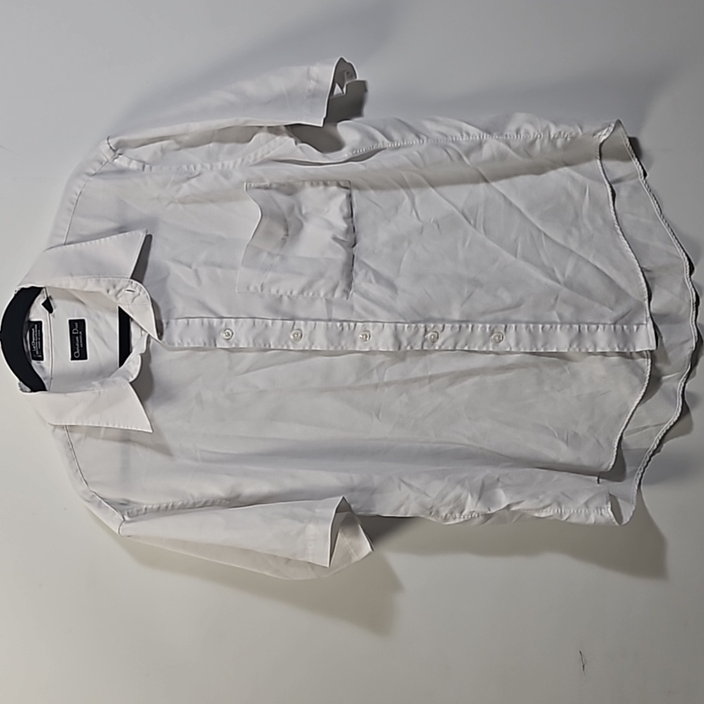 VTG Christian Dior 17/ss Men’s Short Sleeve White Dress Shirt LA Chamise Monseur